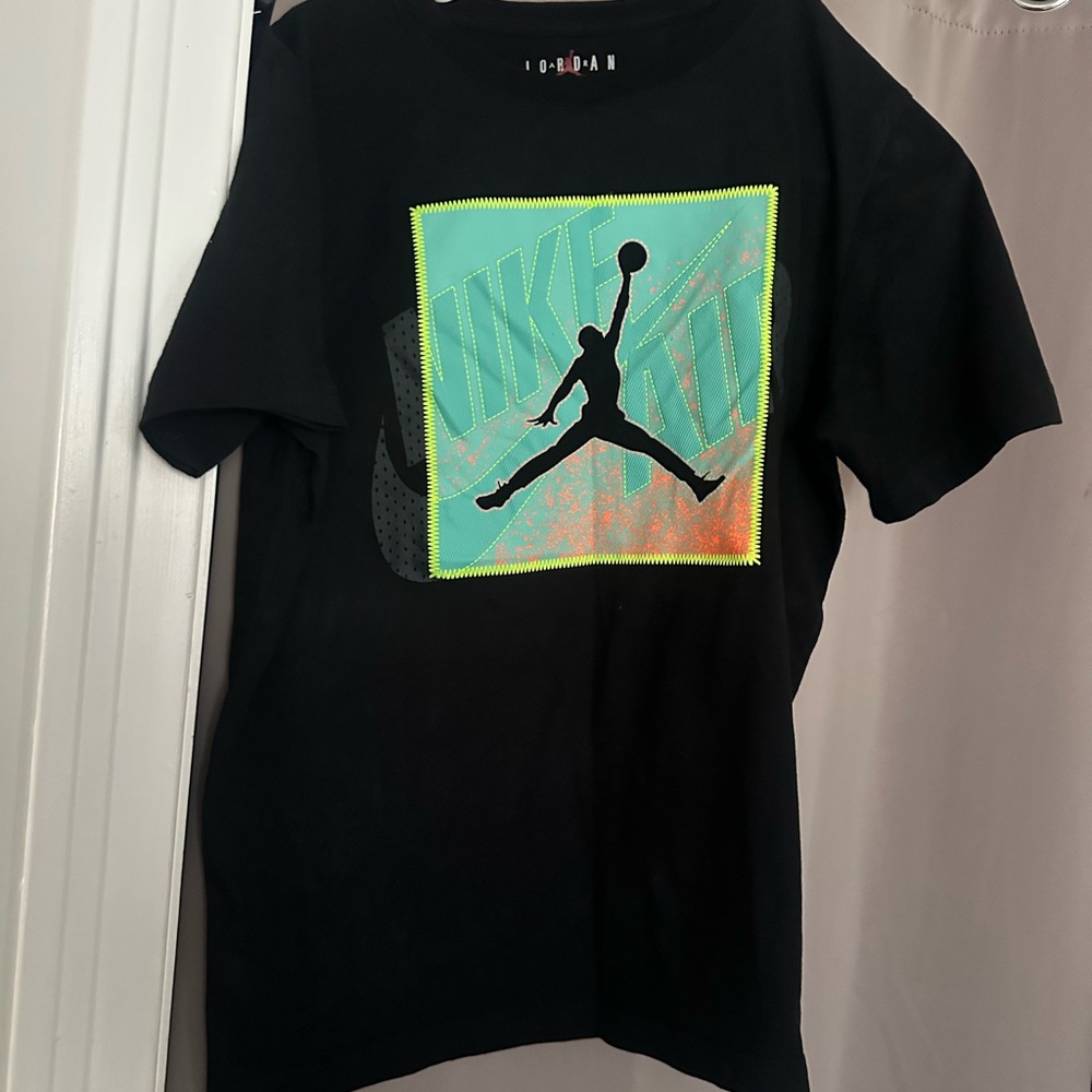 Jordan Black Tee with Neon Graphic